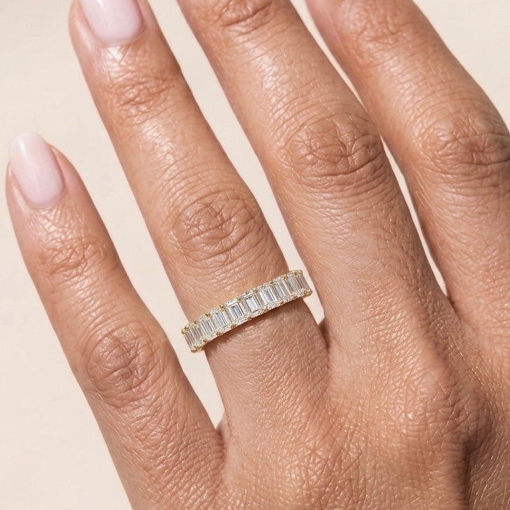 The Margot Emerald Cut Diamond Wedding Band